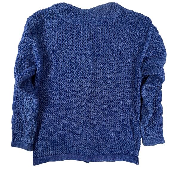 Vintage Blue Willi’s Denmark Cardigan S | Indigo Cotton 90s Fisherman Cable Knit - Picture 6 of 16